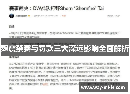 魏震禁赛与罚款三大深远影响全面解析